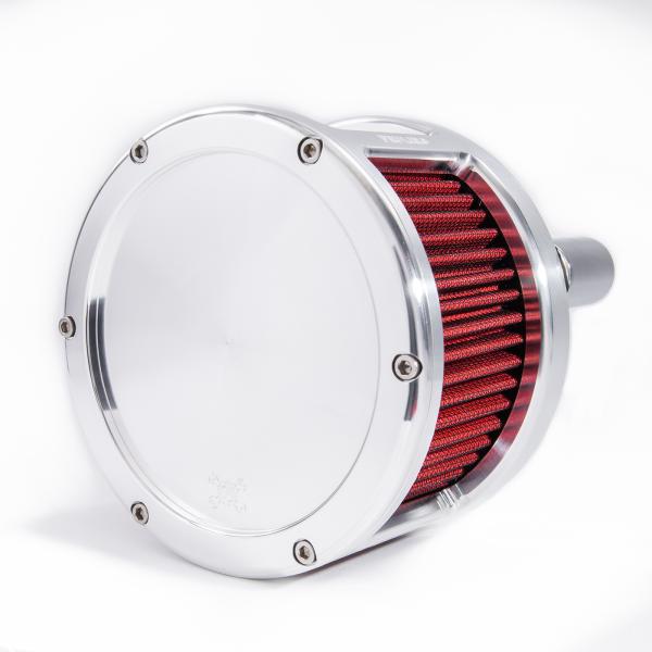 BA Race Series Air Cleaner Kit, Race Series tall cage, Raw finish, Red filter
