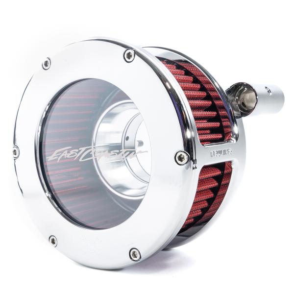 EAST COASTIN BA Air Cleaner Kit, Chrome finish, Red filter